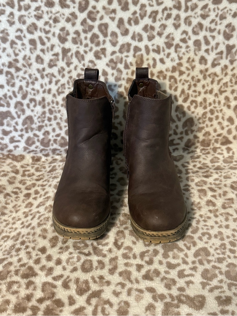 Maurices Dark Brown Leather Heel Ankle Boots